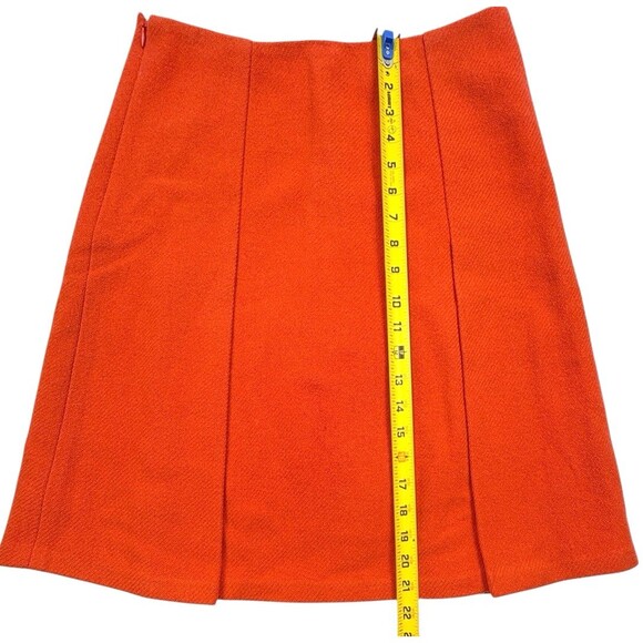 Lauren Ralph Lauren Wool Textured A-Line Kick Pleat Skirt Orange Fall Capsule 2 - Picture 11 of 14